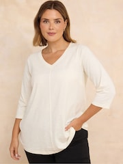 Evans White Evans V-Neck Slub T-Shirt - Image 1 of 5