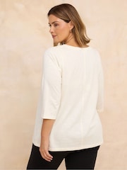 Evans White Evans V-Neck Slub T-Shirt - Image 3 of 5