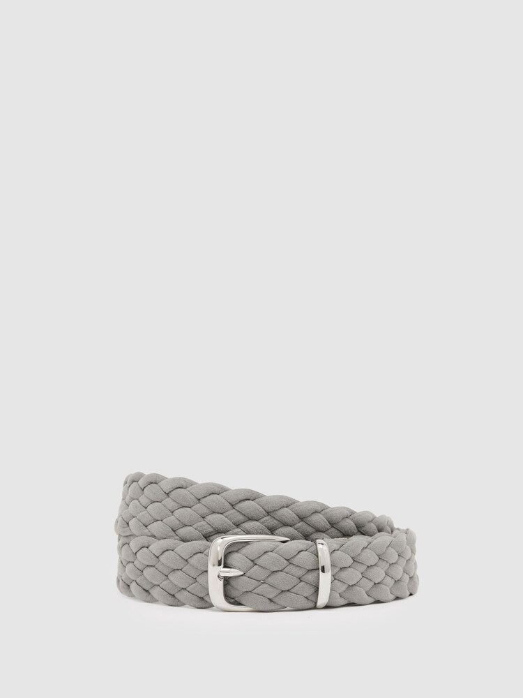 Reiss Soft Grey Jesse Suede Woven Belt - Image 1 of 5