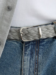Reiss Soft Grey Jesse Suede Woven Belt - Image 5 of 5