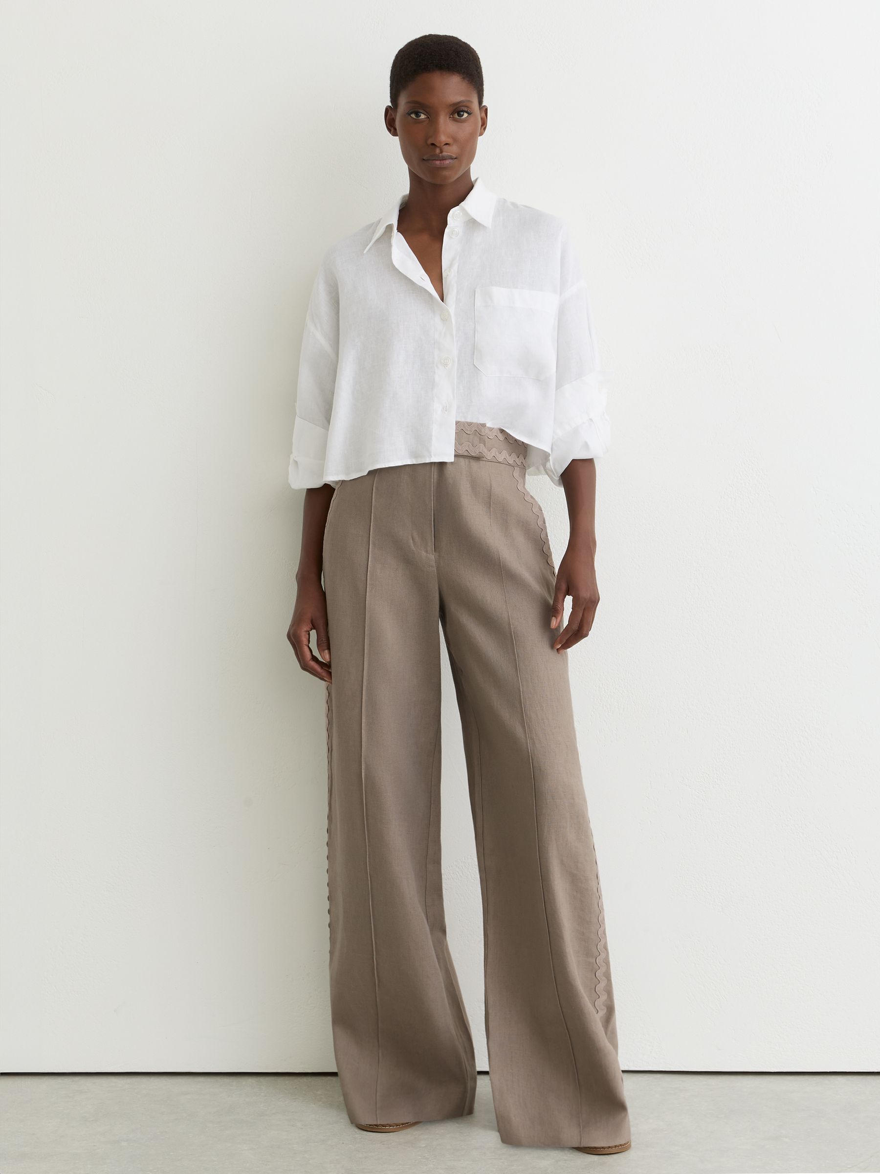た*や様 【TAUPE】NYLON CONSTRUCTIVE WIDE PANT Unwind Wide Leg Trousers - Taupe Brown Marl | Women's Trousers