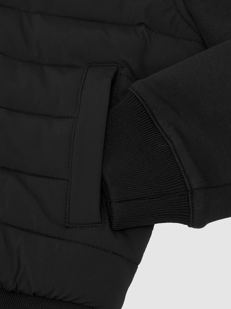 Reiss Black Taylor Hybrid Zip-Through Hooded Jacket - Image 3 of 3