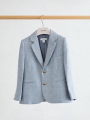 Reiss Soft Blue Atlantic J 3-9 yrs Linen Single-Breasted Tailored Blazer - Image 2 of 3