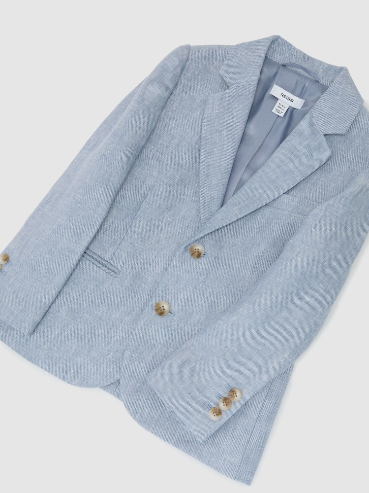 Reiss Soft Blue Atlantic J 3-9 yrs Linen Single-Breasted Tailored Blazer - Image 3 of 3 Reiss Soft Blue Atlantic J 3-9 yrs Linen Single-Breasted Tailored Blazer - Image 3 of 3