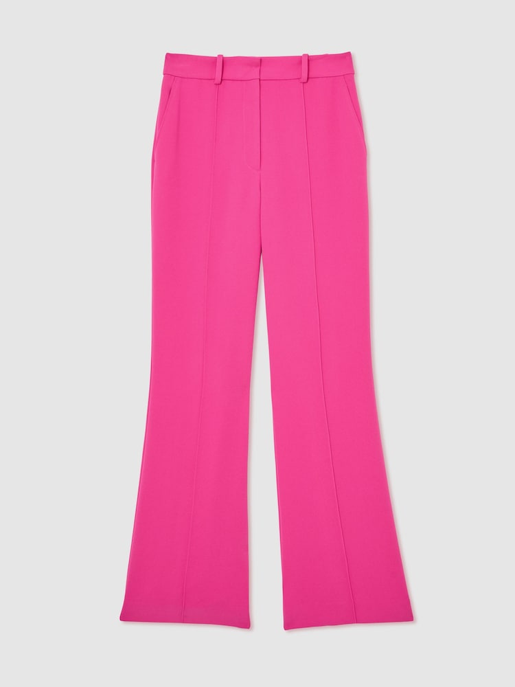 Reiss Bright Pink Skye Petite Seam-Detail Flared Trousers - Image 2 of 8