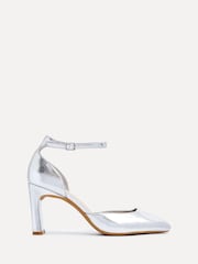 Linzi Silver Corinne Square Toe Closed Back Heels - Image 2 of 5
