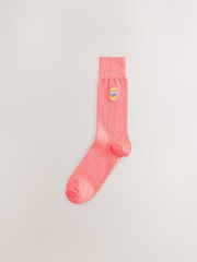 Orange/Yellow/Pink Fanta Embroidered Socks 4 Pack - Image 3 of 8