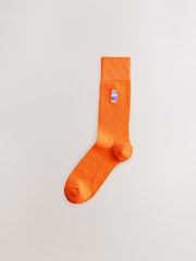 Orange/Yellow/Pink Fanta Embroidered Socks 4 Pack - Image 6 of 8