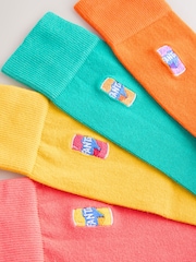 Orange/Yellow/Pink Fanta Embroidered Socks 4 Pack - Image 7 of 8