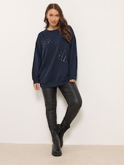 Yours Curve Blue Slash Animal Sweatshirt - Image 2 of 5