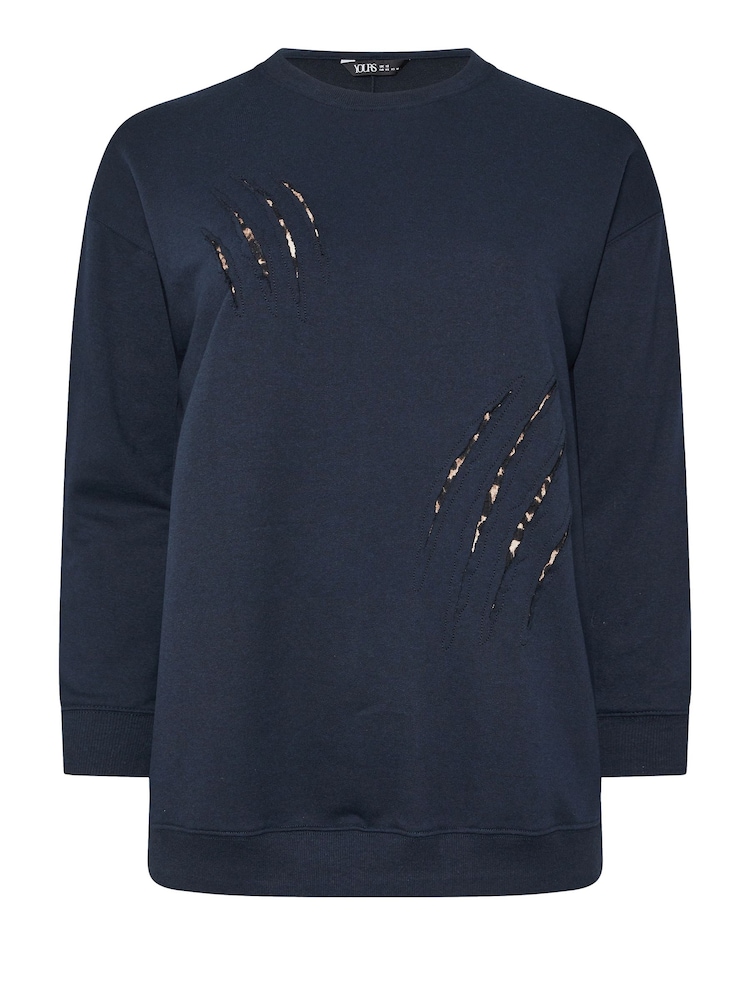Yours Curve Blue Slash Animal Sweatshirt - Image 5 of 5 Yours Curve Blue Slash Animal Sweatshirt - Image 5 of 5