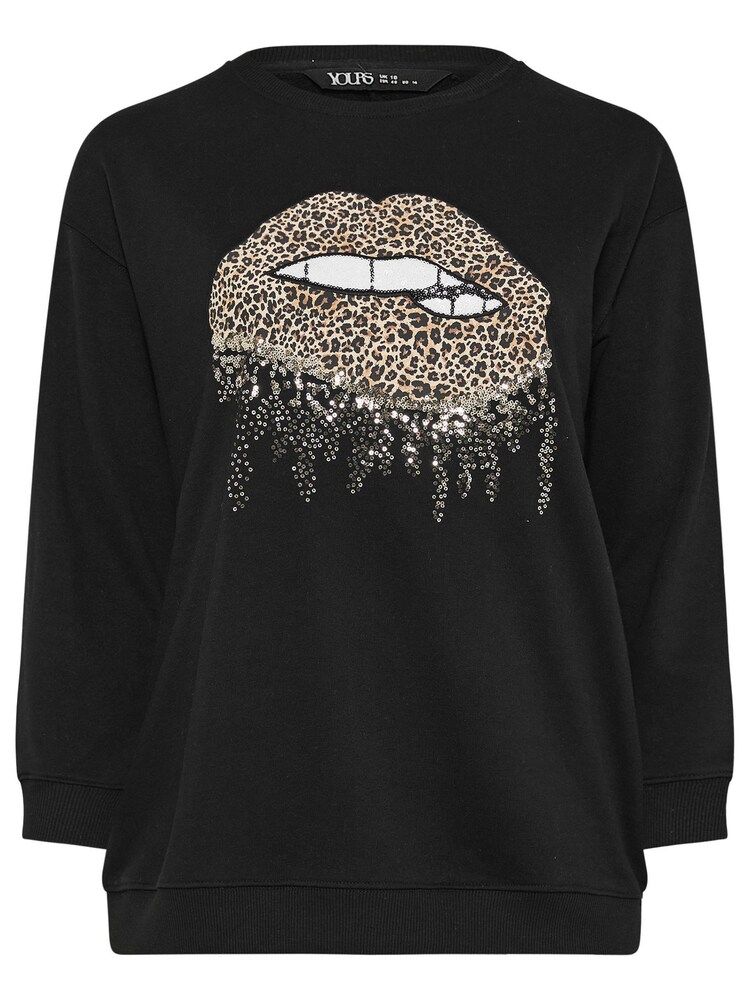 Yours Curve Black Chrome Embellished Sweatshirt - Image 5 of 5