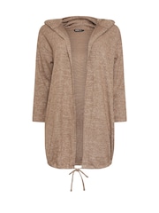 Natural - Yours Curve Soft Touch Hooded Ribbed Cardigan - Imagen 5 de 5
