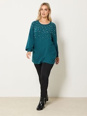 Yours Curve Blue Heat Seal Jumper - Image 2 of 5