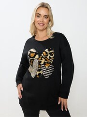 Yours Curve Heart Detail Sweatshirt - صورة 1 من 5