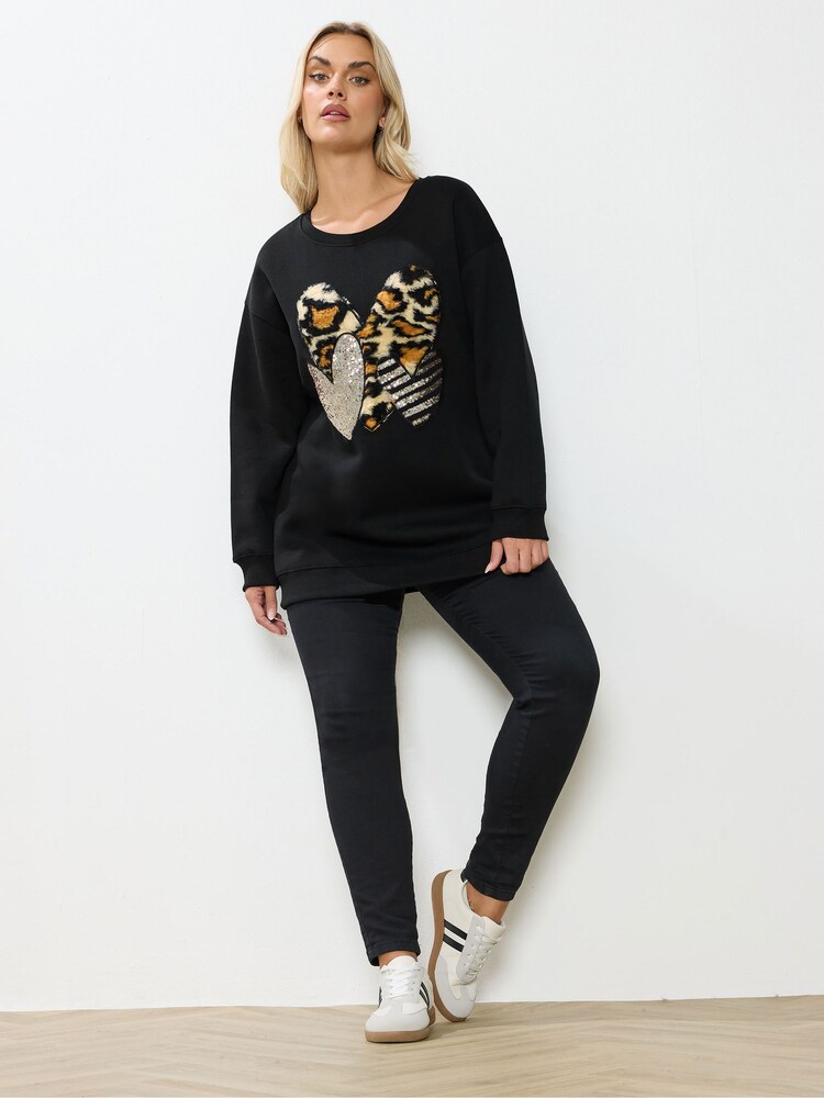 Yours Curve Heart Detail Sweatshirt - صورة 2 من 5