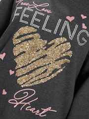 Yours Curve Grey Heart Detail Sweatshirt - Image 3 of 4