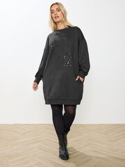 Yours Curve Grey Sweatshirt Dress - Image 2 of 5