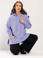 Yours Curve Purple Pocket Detail Hoodie - Image 1 of 5