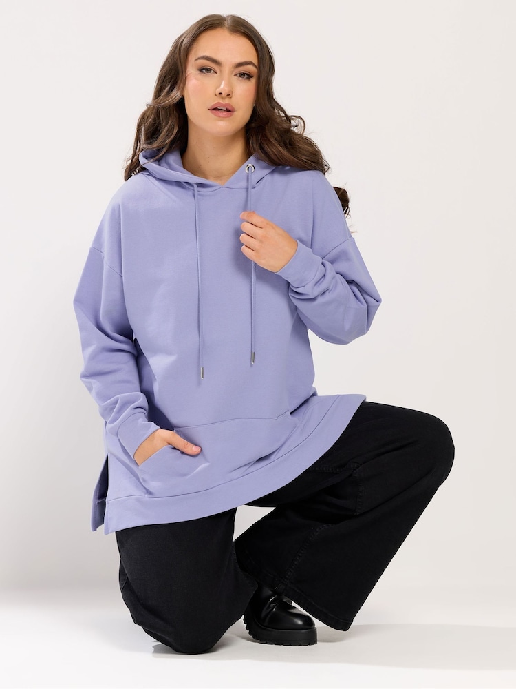 Yours Curve Purple Pocket Detail Hoodie - Image 1 of 5 Yours Curve Purple Pocket Detail Hoodie - Image 1 of 5