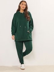 Yours Curve Green Pocket Detail Hoodie - Image 2 of 5