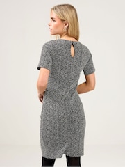 M&Co Grey Petite Jaquard Button Work Dress - Image 3 of 5