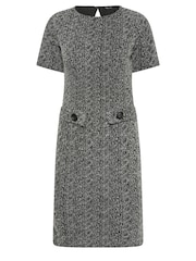 M&Co Grey Petite Jaquard Button Work Dress - Image 5 of 5