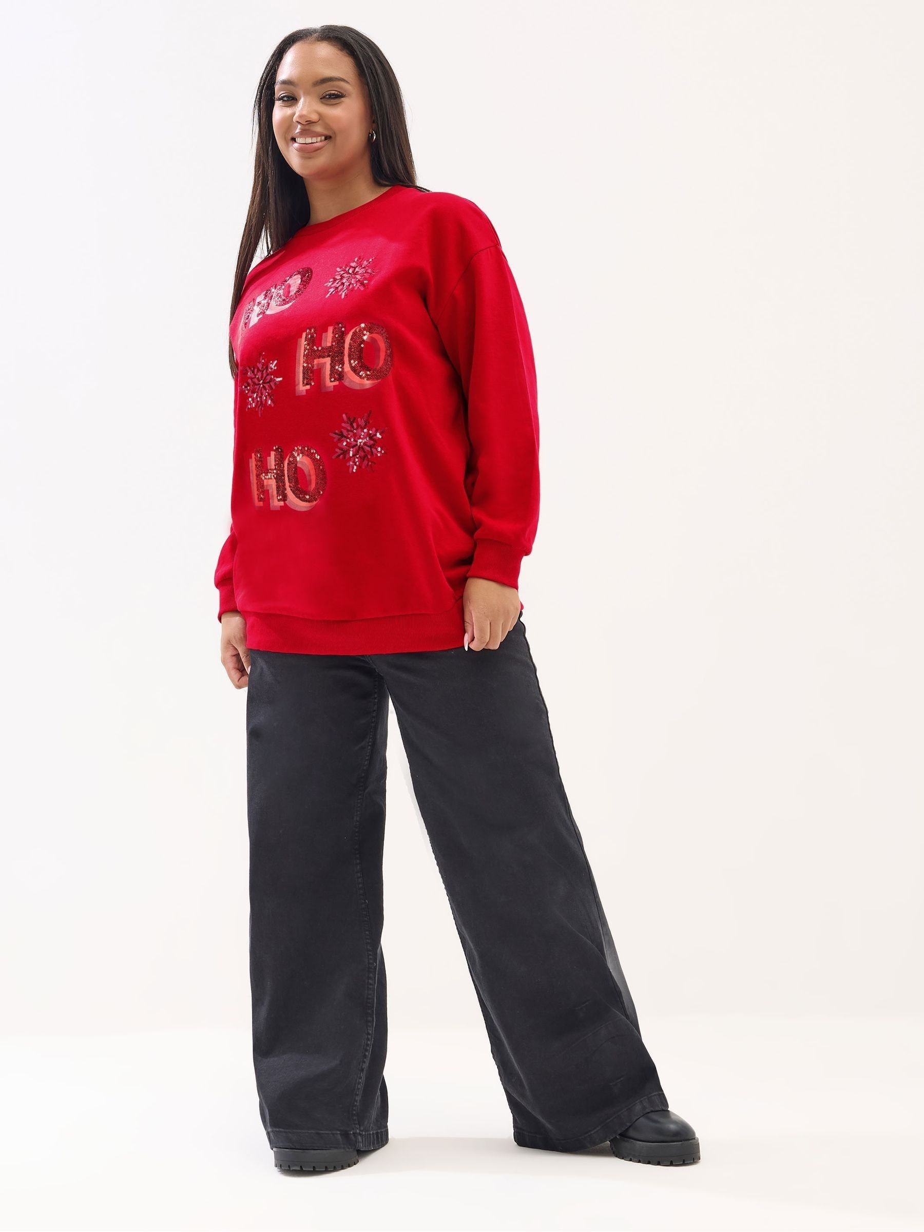 Buy Yours Curve Red Ho Ho Ho Novelty Sweatshirt from Next USA
