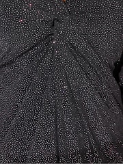 Yours Curve Black London Glitter Long Sleeve Knot Maxi Dress - Image 4 of 6