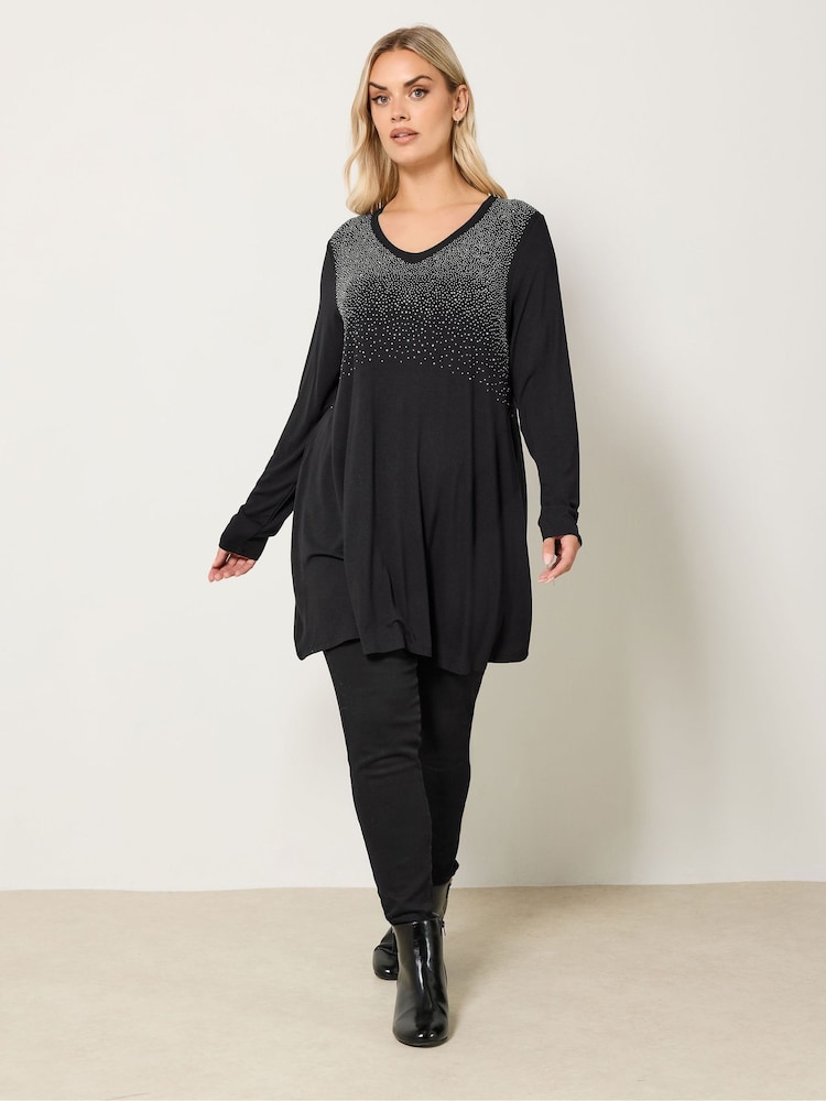 Yours Curve Black Chrome Studded Detail Blouse - Image 3 of 3 Yours Curve Black Chrome Studded Detail Blouse - Image 3 of 3