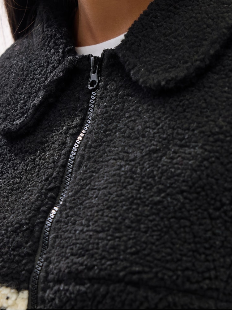 Yours Curve Black Borg Half Ribbon Fleece - Image 4 of 4 Yours Curve Black Borg Half Ribbon Fleece - Image 4 of 4