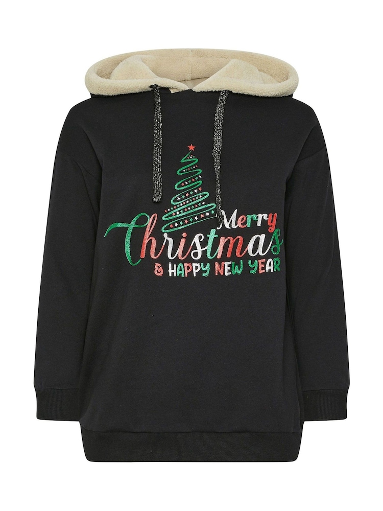 Yours Curve Black Merry Christmas Sweatshirt - Image 6 of 6 Yours Curve Black Merry Christmas Sweatshirt - Image 6 of 6