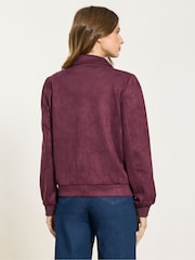 M&Co Purple Button Through Suede Jacket - Image 3 of 5