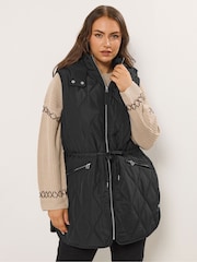 Yours Curve Black Quilted Gilet - Image 2 of 6
