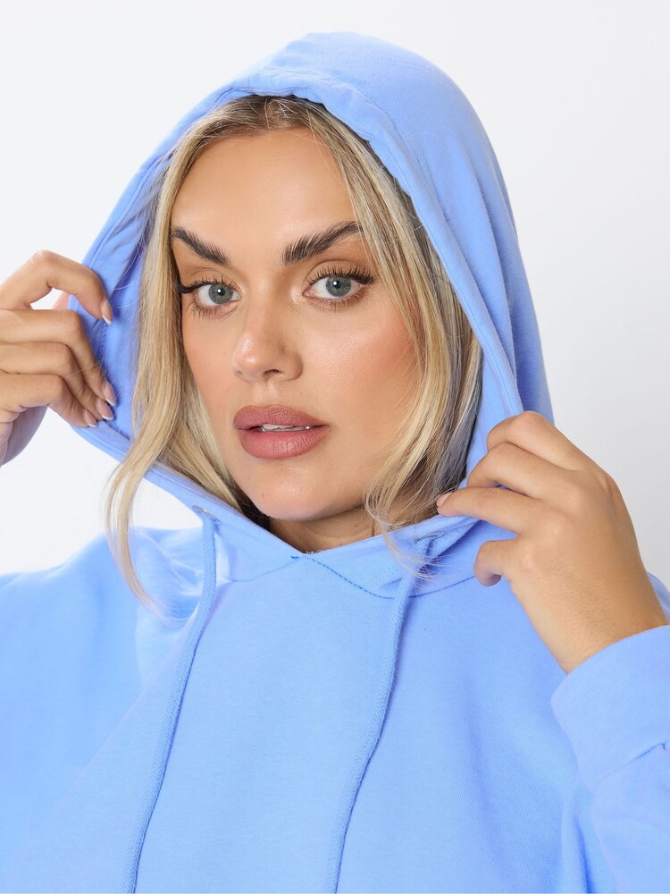 Yours Curve Blue Pocket Detail Hoodie - Image 5 of 5