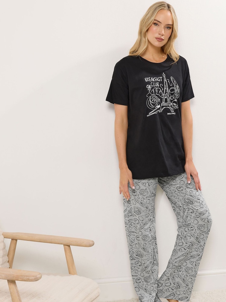 Long Tall Sally Black Short Sleeve Wide Leg Pyjamas Set - Image 1 of 5 Long Tall Sally Black Short Sleeve Wide Leg Pyjamas Set - Image 1 of 5