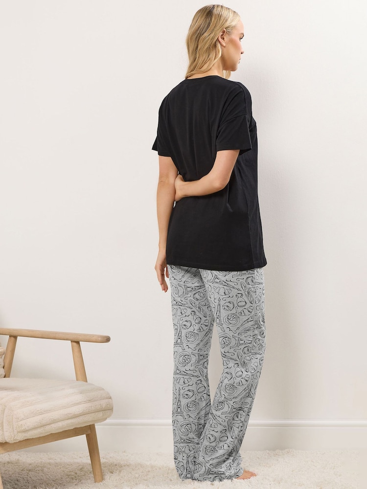 Long Tall Sally Black Short Sleeve Wide Leg Pyjamas Set - Image 2 of 5 Long Tall Sally Black Short Sleeve Wide Leg Pyjamas Set - Image 2 of 5
