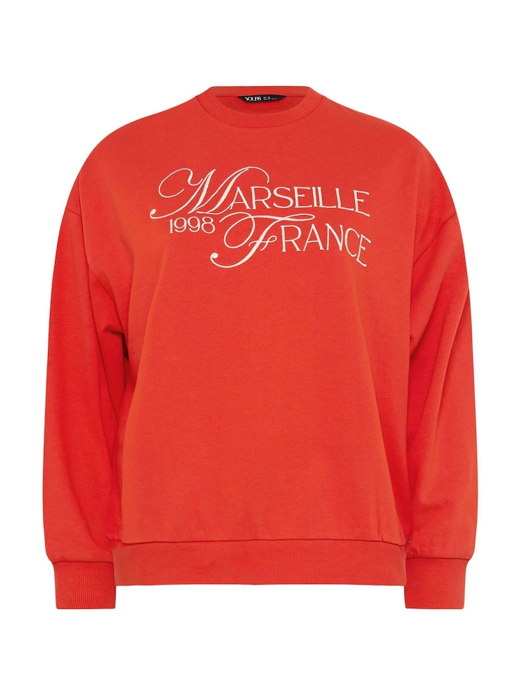Yours Curve Red Embellished France Sweatshirt - Image 6 of 6 Yours Curve Red Embellished France Sweatshirt - Image 6 of 6