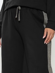 Yours Curve Black Shimmer Trim Joggers - Image 4 of 5