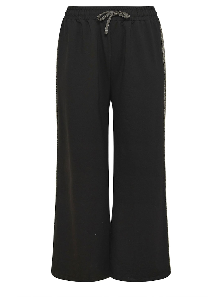 Yours Curve Black Shimmer Trim Joggers - Image 5 of 5