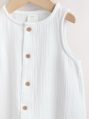 White Woven Baby Jumpsuit (0mths-2yrs) - Image 7 of 12