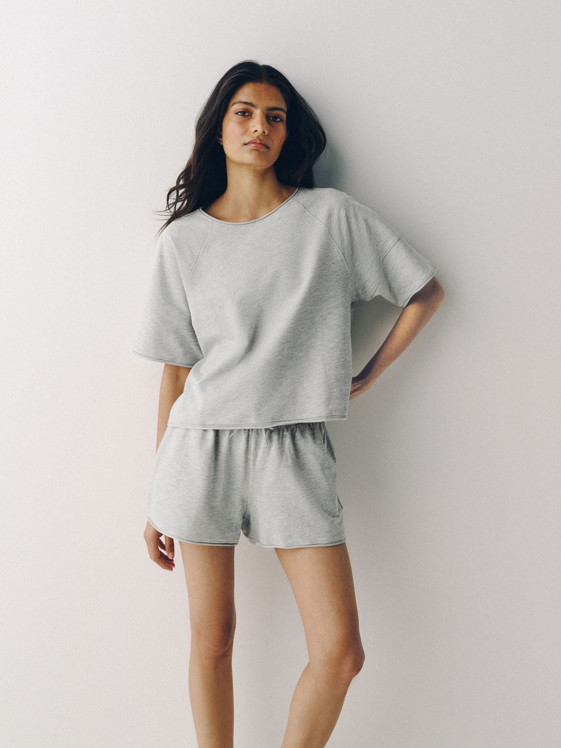 Buy The Set 2 pack Raglan T-Shirt and Short Sweat Co-ord Grey from