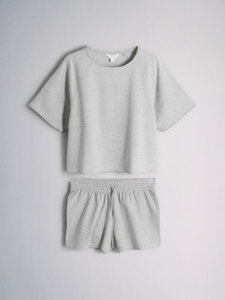 The Set 2 Pack Raglan T-shirt and Short Sweat Co-Ord Grey - Image 1 of 5
