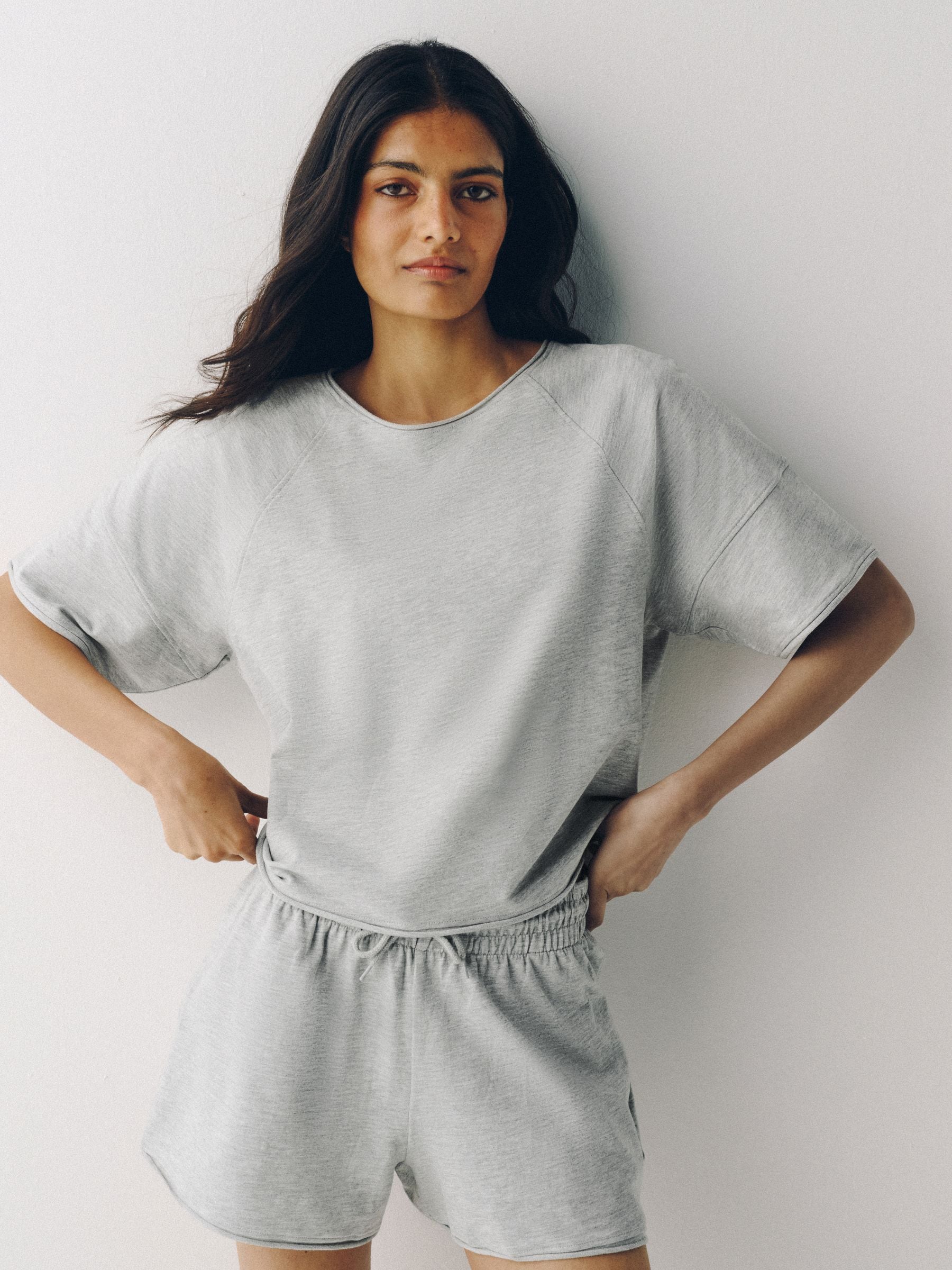 Buy The Set 2 pack Raglan T-Shirt and Short Sweat Co-ord Grey from