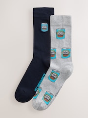 Blue Beans - Heinz Novelty Pattern Socks 2 Pack - 圖片 1，共 5