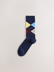 Blue/Red/Green Argyle Pattern Socks 5 Pack - Image 2 of 8