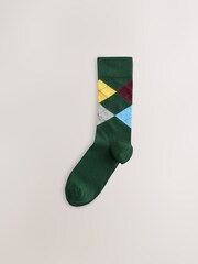 Blue/Red/Green Argyle Pattern Socks 5 Pack - Image 4 of 8