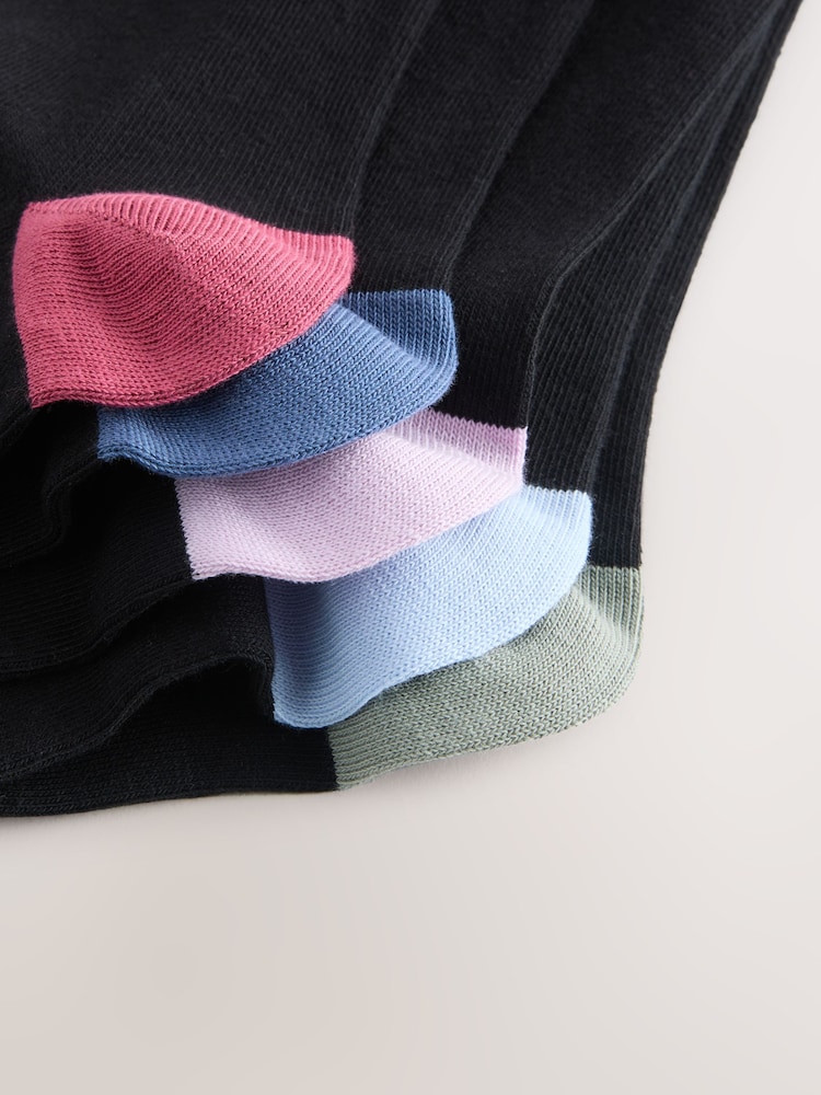 Black Blue/Green/Pink N Logo Heel Socks 5 Pack - Image 8 of 8