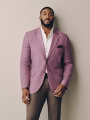 Pink Muscle Fit N. Premium Linen Blend Blazer with Stretch and Tencel Lyocell - Image 1 of 12