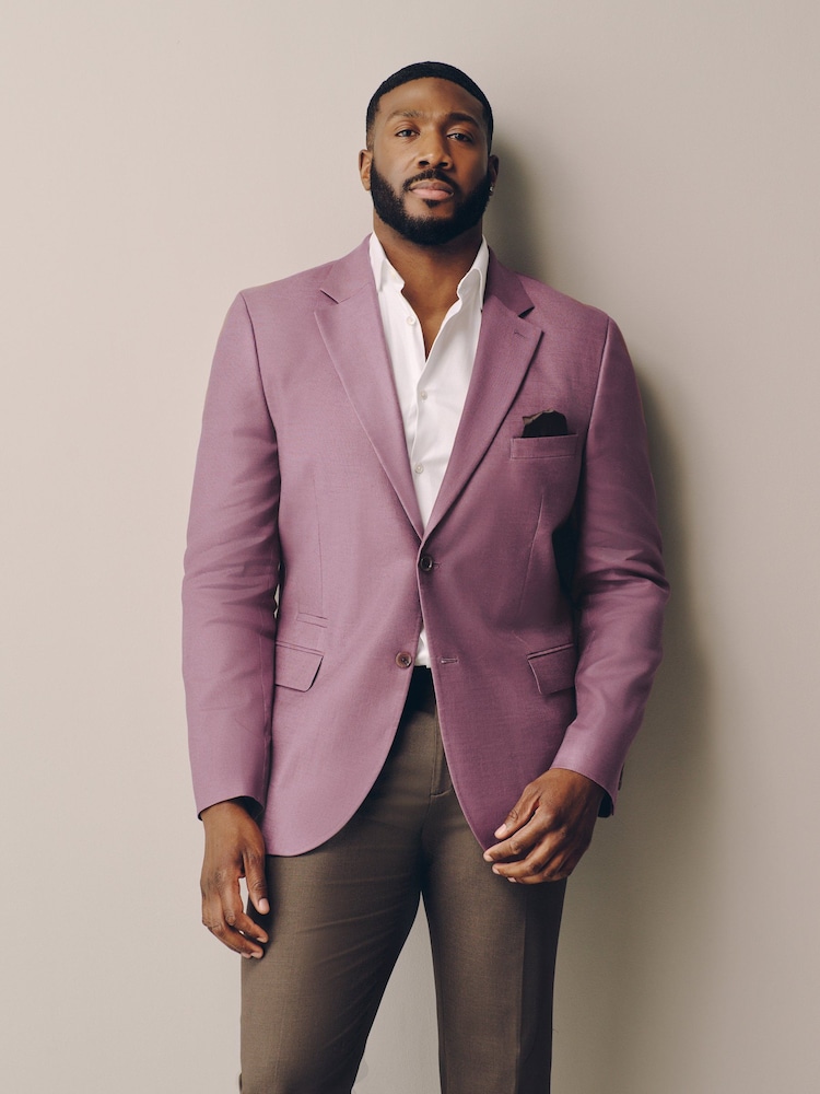 Pink Muscle Fit N. Premium Linen Blend Blazer with Stretch and Tencel Lyocell - Image 1 of 12